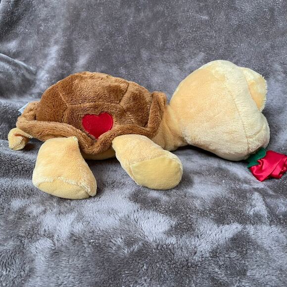 Russ Berrie Lil Peeper Shelly Turtle Plush 15" Big Green Eyes Red Rose Toy READ - Picture 9 of 16